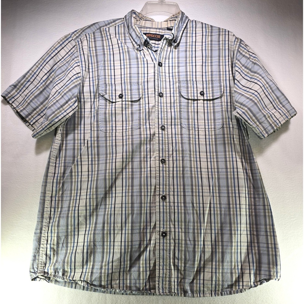 Ridgecut Toughwear Men's Plaid Short Sleeve Button Down Shirt XLT